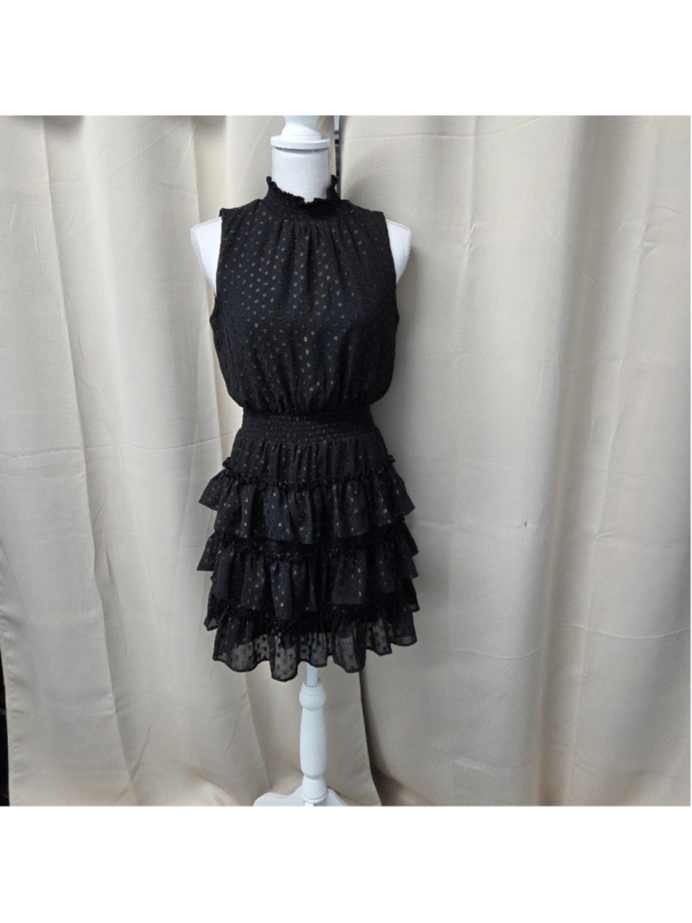 1. State Black Ruffled Mini Dress Whimsigoth Feminine Size M - Picture 1 of 5
